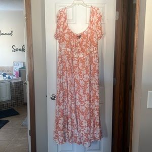 Peach and white floral dress